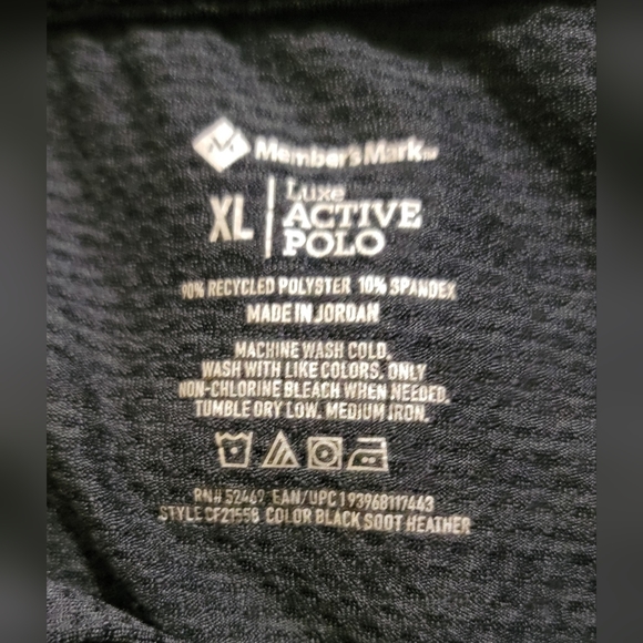 2 Members Mark Active Polo t-shirts - Textured Jacquard - 1 Gray/ 1 Black - Picture 5 of 6